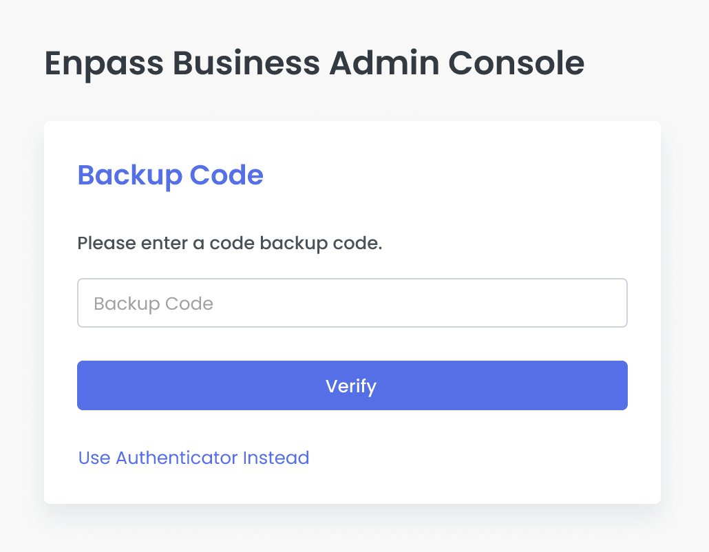 Login to Admin Console with a backup code